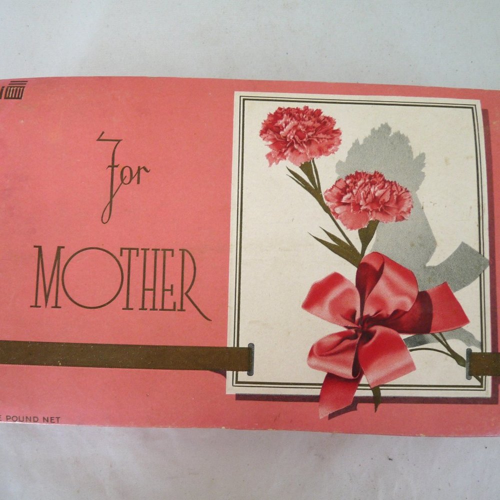 Vintage Helen West chocolate candy box 1930s empty pink floral For Mother